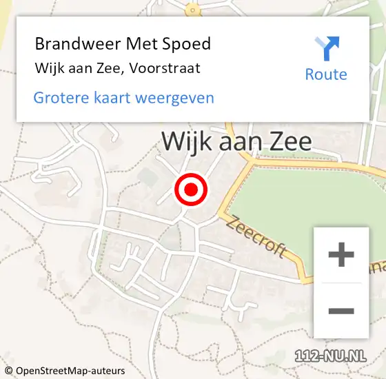 Locatie op kaart van de 112 melding: Brandweer Met Spoed Naar Wijk aan Zee, Voorstraat op 21 december 2023 17:16