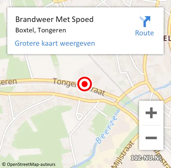 Locatie op kaart van de 112 melding: Brandweer Met Spoed Naar Boxtel, Tongeren op 21 december 2023 17:22