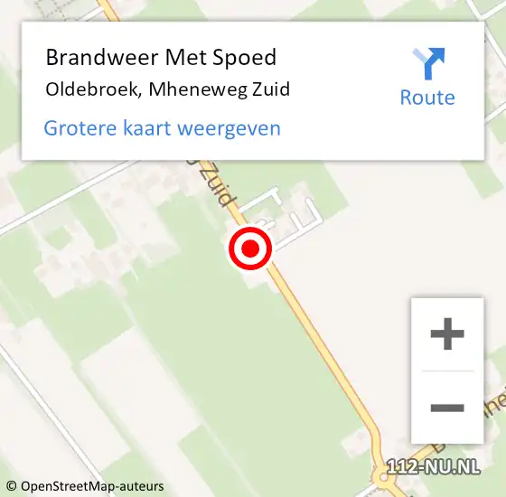 Locatie op kaart van de 112 melding: Brandweer Met Spoed Naar Oldebroek, Mheneweg Zuid op 21 december 2023 17:25