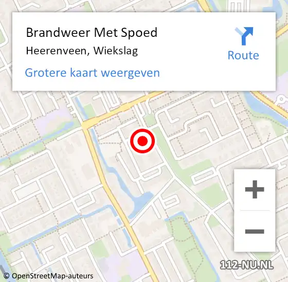 Locatie op kaart van de 112 melding: Brandweer Met Spoed Naar Heerenveen, Wiekslag op 21 december 2023 17:29