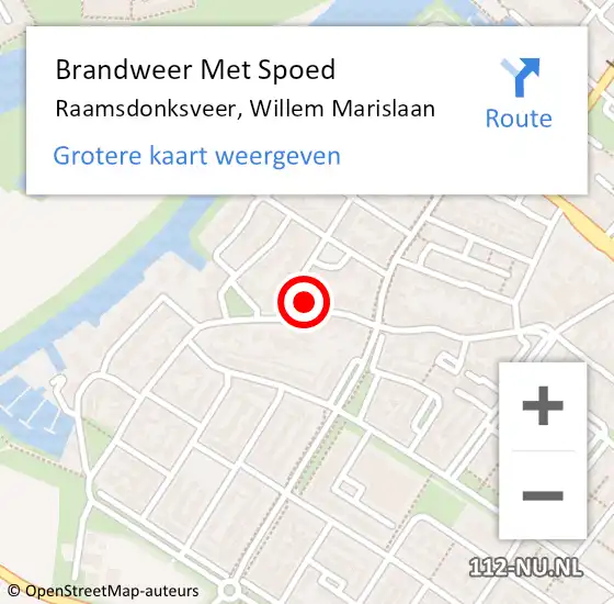 Locatie op kaart van de 112 melding: Brandweer Met Spoed Naar Raamsdonksveer, Willem Marislaan op 21 december 2023 17:31