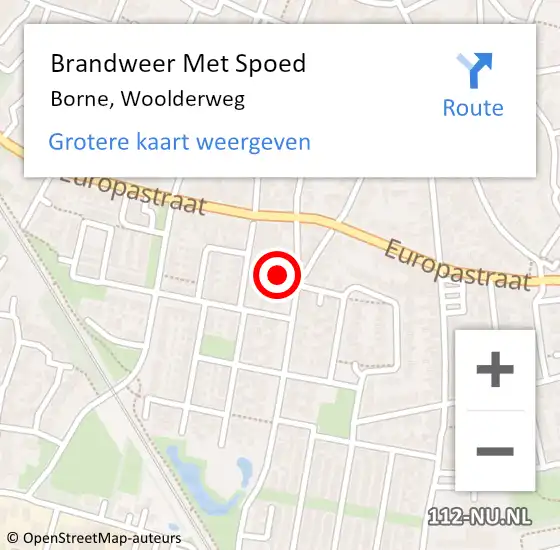 Locatie op kaart van de 112 melding: Brandweer Met Spoed Naar Borne, Woolderweg op 21 december 2023 17:31