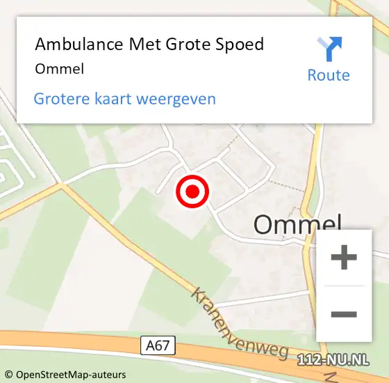 Locatie op kaart van de 112 melding: Ambulance Met Grote Spoed Naar Ommel op 21 december 2023 17:35