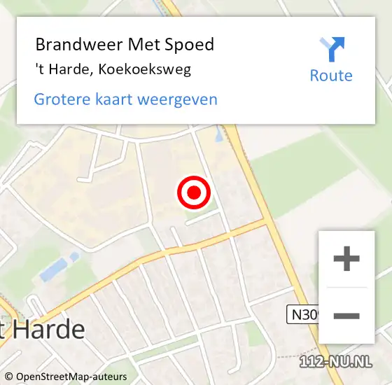 Locatie op kaart van de 112 melding: Brandweer Met Spoed Naar 't Harde, Koekoeksweg op 21 december 2023 17:36