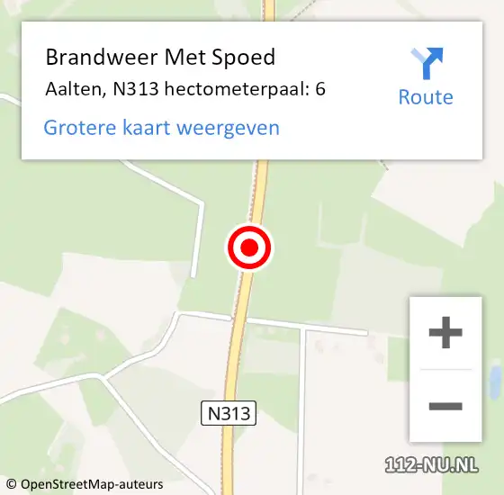 Locatie op kaart van de 112 melding: Brandweer Met Spoed Naar Aalten, N313 hectometerpaal: 6 op 21 december 2023 17:37
