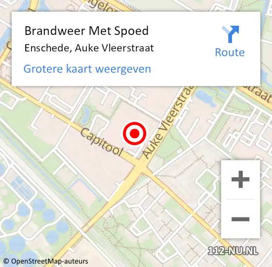 Locatie op kaart van de 112 melding: Brandweer Met Spoed Naar Enschede, Auke Vleerstraat op 21 december 2023 17:39