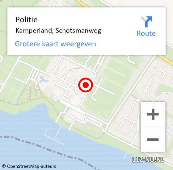 Locatie op kaart van de 112 melding: Politie Kamperland, Schotsmanweg op 21 december 2023 17:39
