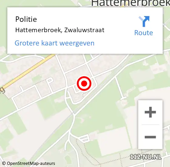 Locatie op kaart van de 112 melding: Politie Hattemerbroek, Zwaluwstraat op 21 december 2023 17:41