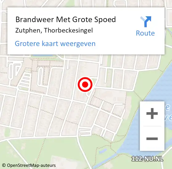 Locatie op kaart van de 112 melding: Brandweer Met Grote Spoed Naar Zutphen, Thorbeckesingel op 21 december 2023 17:56