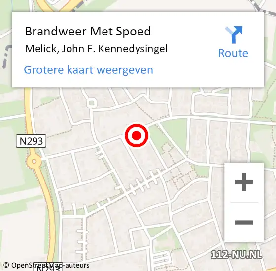 Locatie op kaart van de 112 melding: Brandweer Met Spoed Naar Melick, John F. Kennedysingel op 21 december 2023 18:05