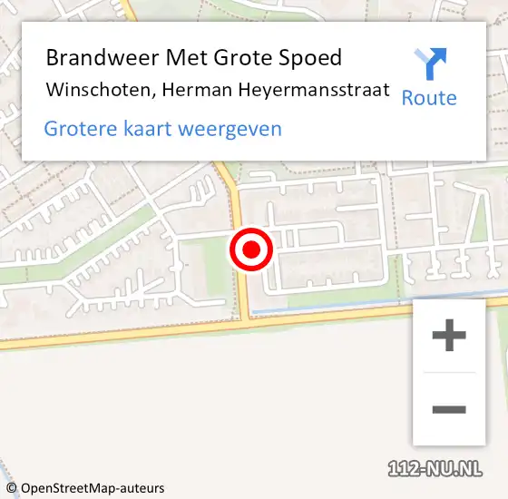 Locatie op kaart van de 112 melding: Brandweer Met Grote Spoed Naar Winschoten, Herman Heyermansstraat op 21 december 2023 18:05