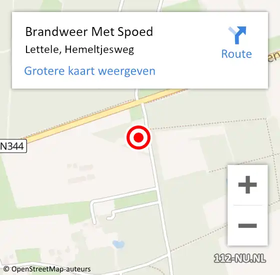 Locatie op kaart van de 112 melding: Brandweer Met Spoed Naar Lettele, Hemeltjesweg op 21 december 2023 18:09