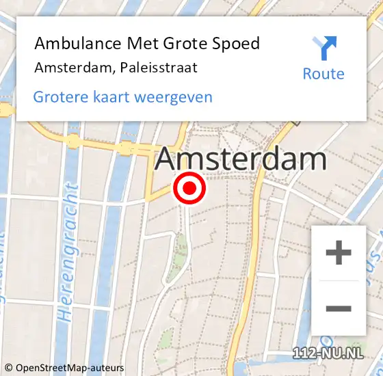 Locatie op kaart van de 112 melding: Ambulance Met Grote Spoed Naar Amsterdam, Paleisstraat op 21 december 2023 18:17