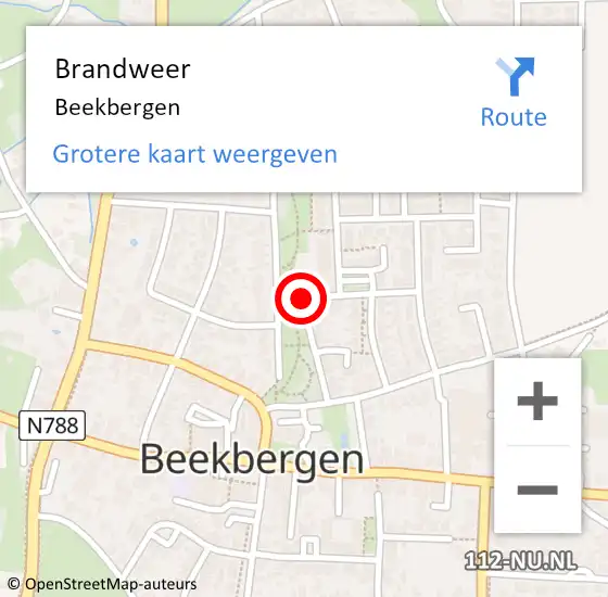Locatie op kaart van de 112 melding: Brandweer Beekbergen op 21 december 2023 18:18