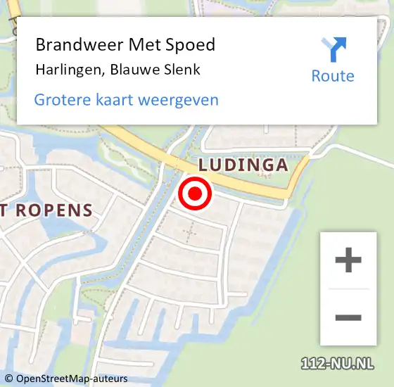 Locatie op kaart van de 112 melding: Brandweer Met Spoed Naar Harlingen, Blauwe Slenk op 21 december 2023 18:19