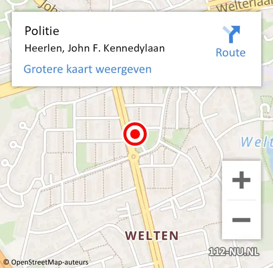 Locatie op kaart van de 112 melding: Politie Heerlen, John F. Kennedylaan op 21 december 2023 18:20