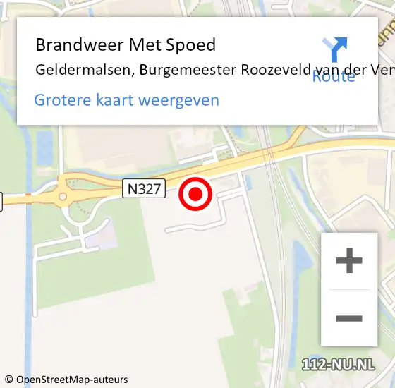 Locatie op kaart van de 112 melding: Brandweer Met Spoed Naar Geldermalsen, Burgemeester Roozeveld van der Venlaan op 21 december 2023 18:24