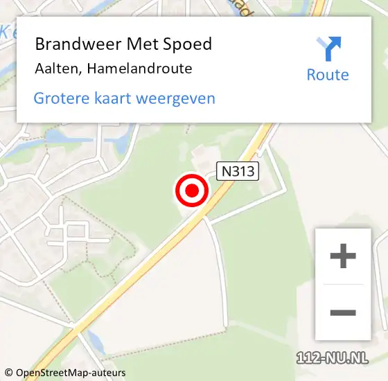 Locatie op kaart van de 112 melding: Brandweer Met Spoed Naar Aalten, Hamelandroute op 21 december 2023 18:27