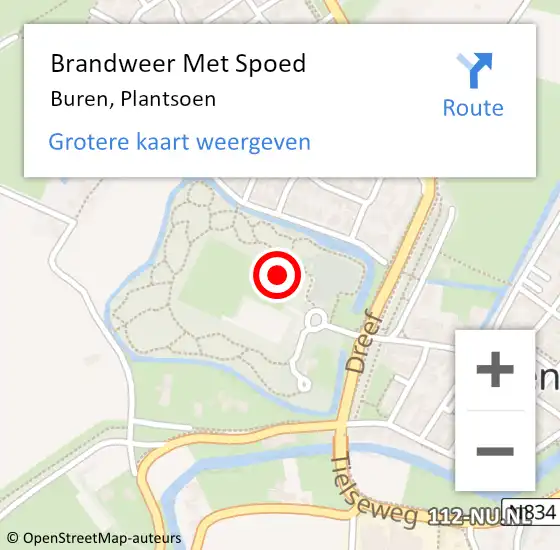 Locatie op kaart van de 112 melding: Brandweer Met Spoed Naar Buren, Plantsoen op 21 december 2023 18:30