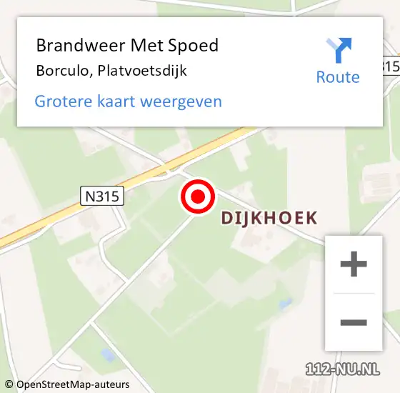 Locatie op kaart van de 112 melding: Brandweer Met Spoed Naar Borculo, Platvoetsdijk op 21 december 2023 18:31