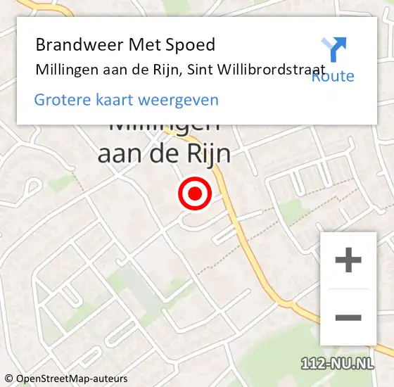 Locatie op kaart van de 112 melding: Brandweer Met Spoed Naar Millingen aan de Rijn, Sint Willibrordstraat op 21 december 2023 18:32