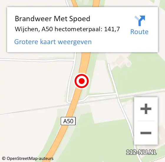 Locatie op kaart van de 112 melding: Brandweer Met Spoed Naar Wijchen, A50 hectometerpaal: 141,7 op 21 december 2023 18:33