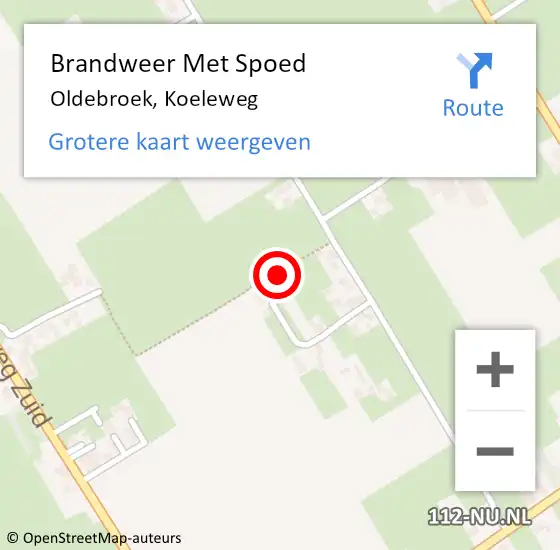 Locatie op kaart van de 112 melding: Brandweer Met Spoed Naar Oldebroek, Koeleweg op 21 december 2023 18:34