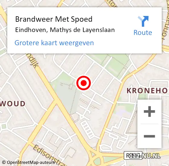 Locatie op kaart van de 112 melding: Brandweer Met Spoed Naar Eindhoven, Mathys de Layenslaan op 21 december 2023 18:36