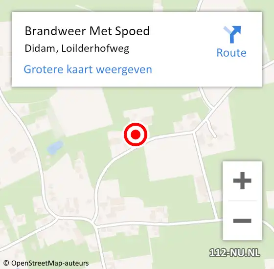 Locatie op kaart van de 112 melding: Brandweer Met Spoed Naar Didam, Loilderhofweg op 21 december 2023 18:36