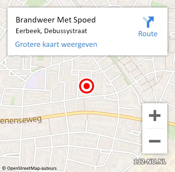 Locatie op kaart van de 112 melding: Brandweer Met Spoed Naar Eerbeek, Debussystraat op 21 december 2023 18:36