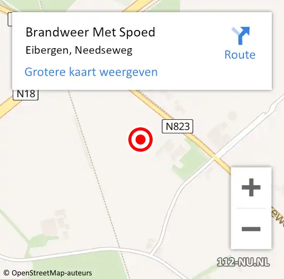 Locatie op kaart van de 112 melding: Brandweer Met Spoed Naar Eibergen, Needseweg op 21 december 2023 18:36