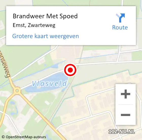 Locatie op kaart van de 112 melding: Brandweer Met Spoed Naar Emst, Zwarteweg op 21 december 2023 18:37