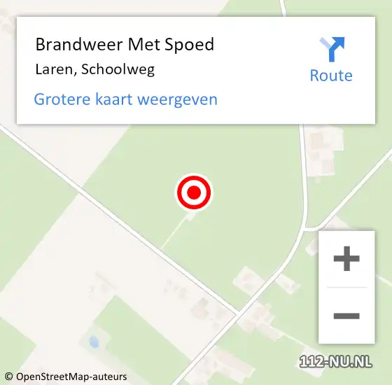 Locatie op kaart van de 112 melding: Brandweer Met Spoed Naar Laren, Schoolweg op 21 december 2023 18:43