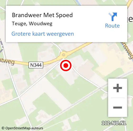 Locatie op kaart van de 112 melding: Brandweer Met Spoed Naar Teuge, Woudweg op 21 december 2023 18:48