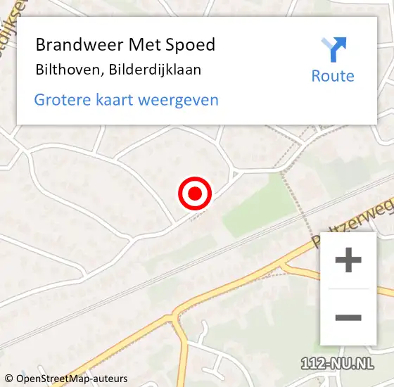 Locatie op kaart van de 112 melding: Brandweer Met Spoed Naar Bilthoven, Bilderdijklaan op 21 december 2023 18:48