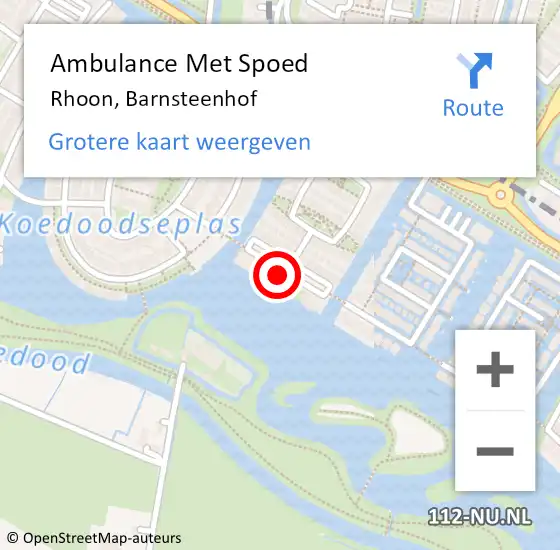 Locatie op kaart van de 112 melding: Ambulance Met Spoed Naar Rhoon, Barnsteenhof op 21 december 2023 18:48