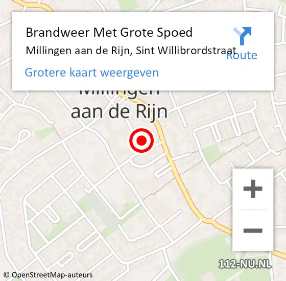 Locatie op kaart van de 112 melding: Brandweer Met Grote Spoed Naar Millingen aan de Rijn, Sint Willibrordstraat op 21 december 2023 18:49