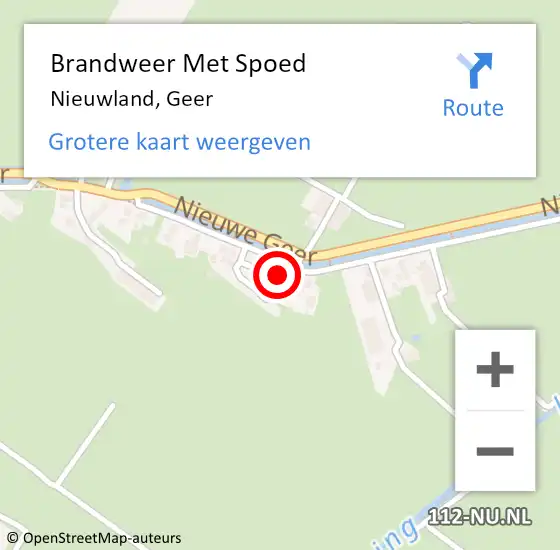 Locatie op kaart van de 112 melding: Brandweer Met Spoed Naar Nieuwland, Geer op 21 december 2023 18:49