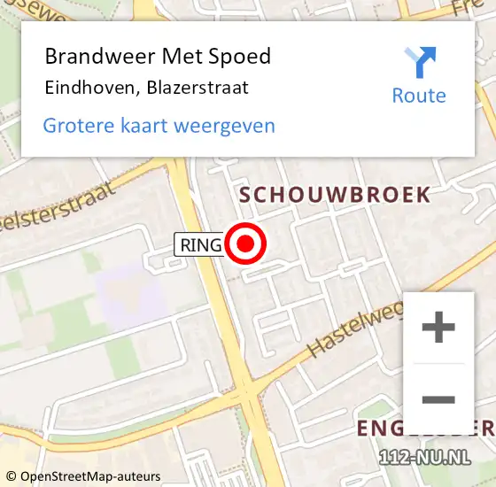 Locatie op kaart van de 112 melding: Brandweer Met Spoed Naar Eindhoven, Blazerstraat op 21 december 2023 18:50