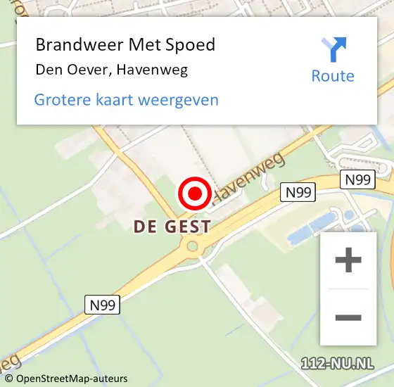 Locatie op kaart van de 112 melding: Brandweer Met Spoed Naar Den Oever, Havenweg op 21 december 2023 18:52
