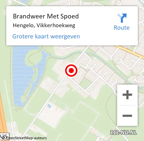 Locatie op kaart van de 112 melding: Brandweer Met Spoed Naar Hengelo, Vikkerhoekweg op 21 december 2023 18:58