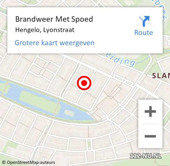 Locatie op kaart van de 112 melding: Brandweer Met Spoed Naar Hengelo, Lyonstraat op 21 december 2023 18:59