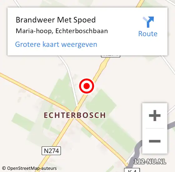 Locatie op kaart van de 112 melding: Brandweer Met Spoed Naar Maria-hoop, Echterboschbaan op 21 december 2023 18:59