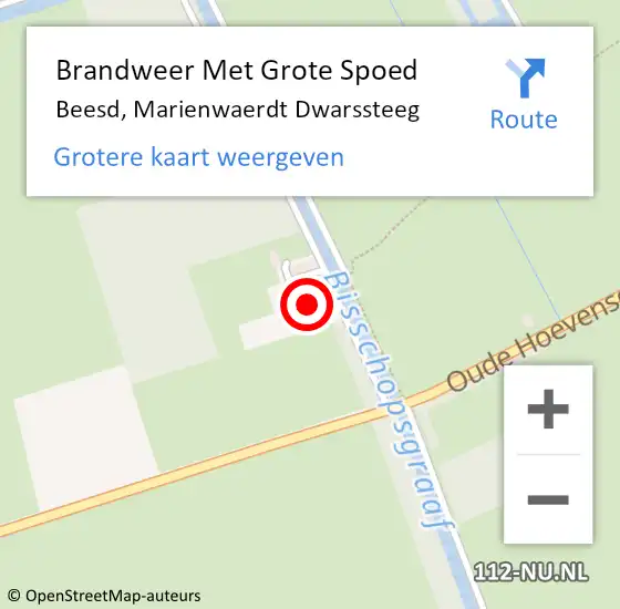 Locatie op kaart van de 112 melding: Brandweer Met Grote Spoed Naar Beesd, Marienwaerdt Dwarssteeg op 21 december 2023 19:01