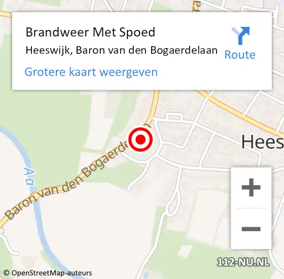 Locatie op kaart van de 112 melding: Brandweer Met Spoed Naar Heeswijk, Baron van den Bogaerdelaan op 21 december 2023 19:03