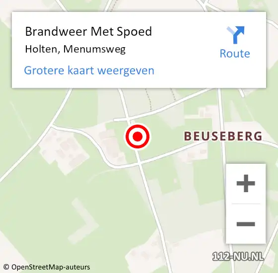 Locatie op kaart van de 112 melding: Brandweer Met Spoed Naar Holten, Menumsweg op 21 december 2023 19:04