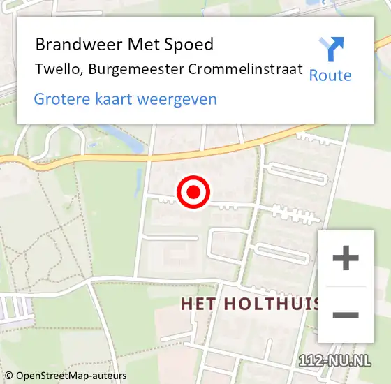 Locatie op kaart van de 112 melding: Brandweer Met Spoed Naar Twello, Burgemeester Crommelinstraat op 21 december 2023 19:05