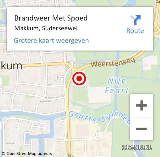 Locatie op kaart van de 112 melding: Brandweer Met Spoed Naar Makkum, Suderseewei op 21 december 2023 19:06