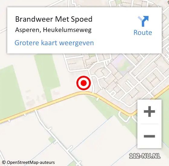 Locatie op kaart van de 112 melding: Brandweer Met Spoed Naar Asperen, Heukelumseweg op 21 december 2023 19:08