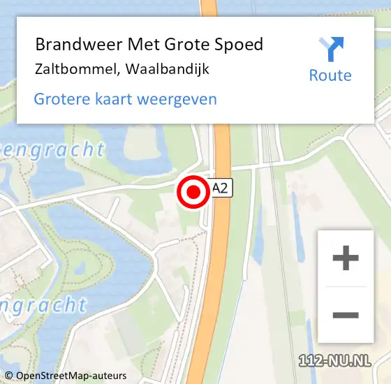 Locatie op kaart van de 112 melding: Brandweer Met Grote Spoed Naar Zaltbommel, Waalbandijk op 21 december 2023 19:11